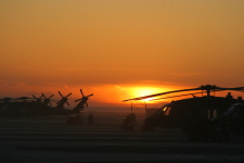 Choppers at sunset in Afghanistan